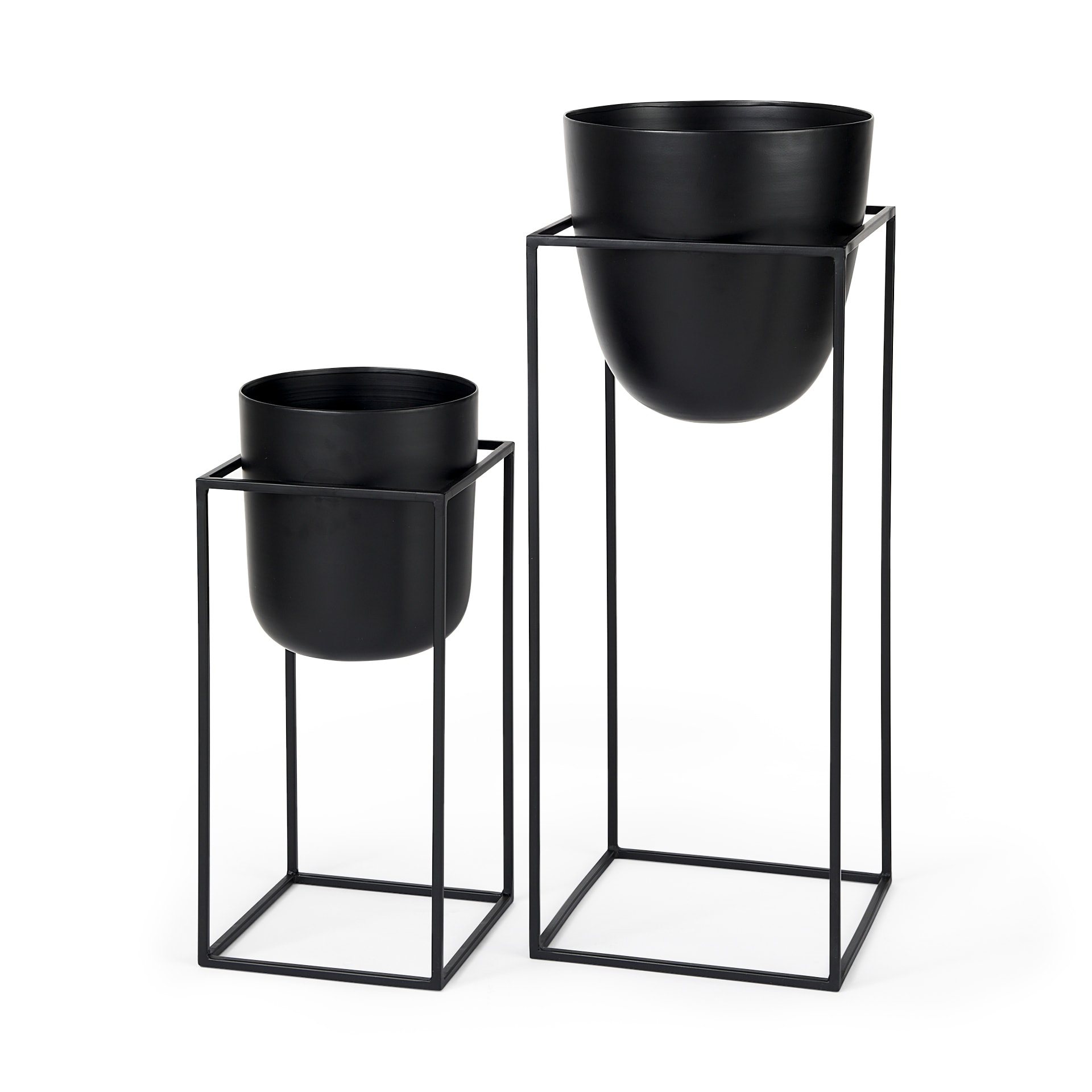 Mercana Bumble Black Metal Plant Stands (Set of 2) - 11.8L x 11.8W x 31.9H