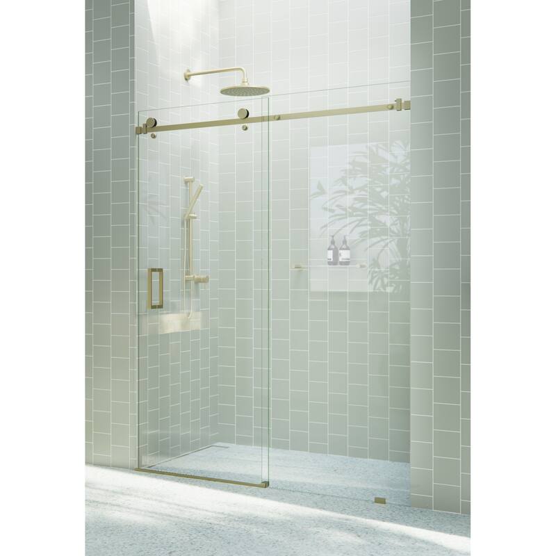 Glass Warehouse 68 in. x 78 in. Sliding Frameless Shower Door with Square Hardware