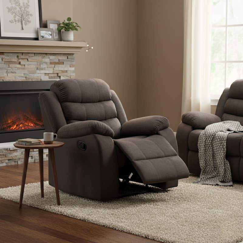 Jim Modern Grey Upholstered Manual Reclining Living Room Chair