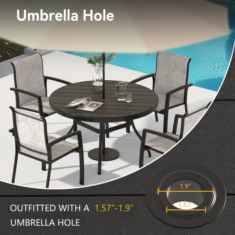 5 Pieces Patio Dining Set, Patio Furniture Set of 4 Patio Stackable Dining Chairs and 40.6" Outdoor Metal Round Table
