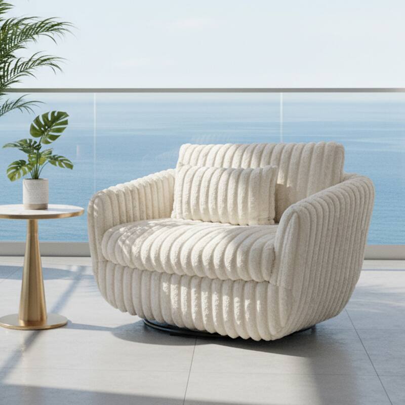 43.3" Wide -Accent Chairs Luxury Velvet Cream Swivel Sofa