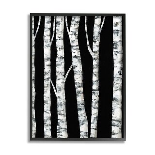 Stupell Black White Modern Birch Trees Dark Forest Framed Wall Art - On ...