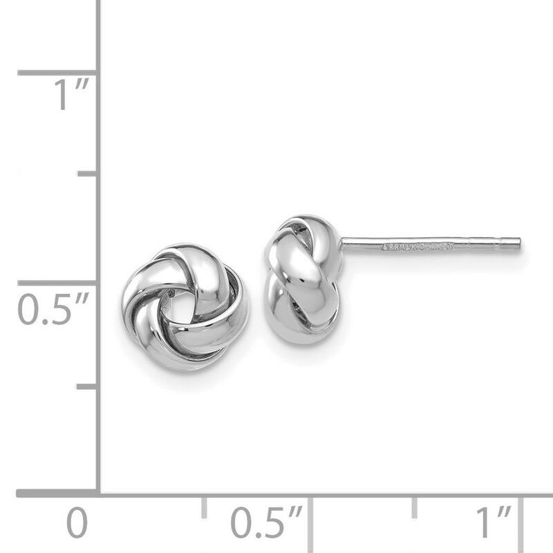 Curata 14k White Gold Polished 8mm Love Knot Post Earrings