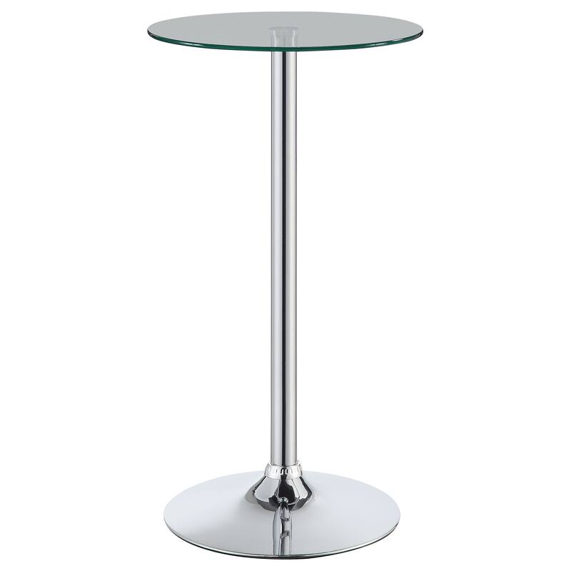 Abiline Round 24-inch Glass Top Bistro Bar Table Chrome - Chrome
