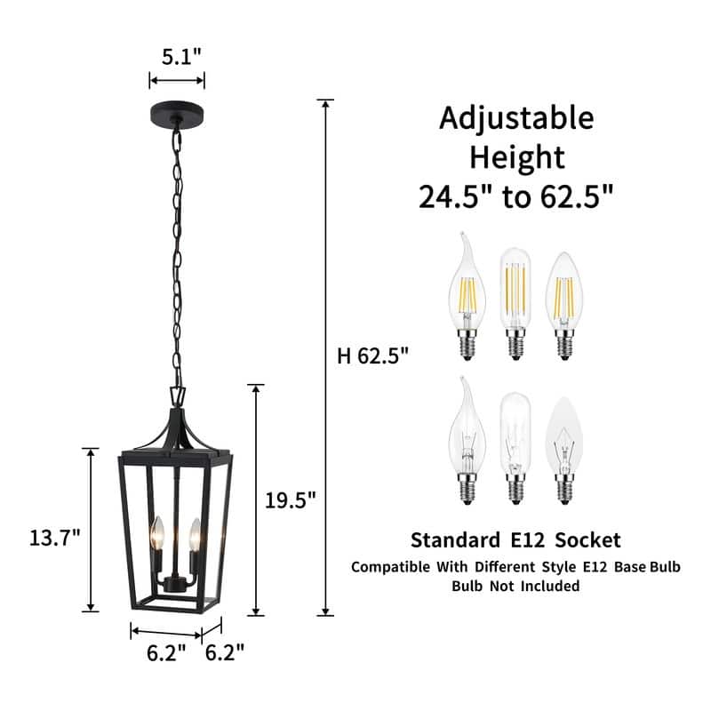 KAWOTI Adjustable 2-Light Sandy Black Outdoor Pendant Light - W8.4" x D8.4" x H19.5"