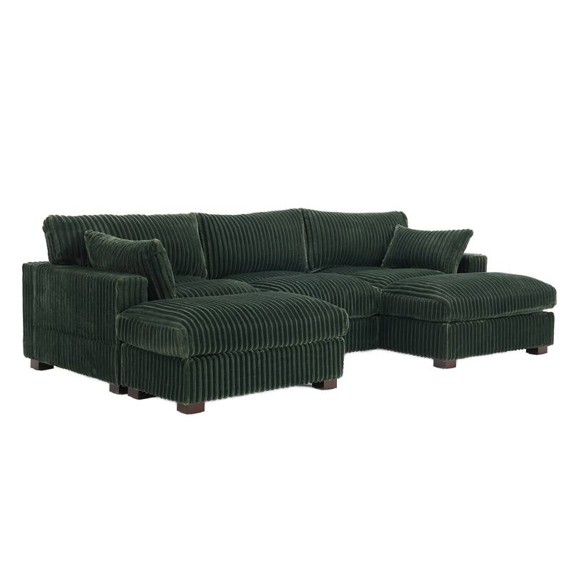 Modren Plush Oversized Modular Sectional Sofa Set with Chaise&Ottoman.
