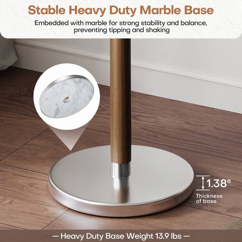 Coat Rack Freestanding, Metal Coat Tree with 8 or 9 Hooks and Heavy Duty Marble Base - 71.26”H x 14.96”W