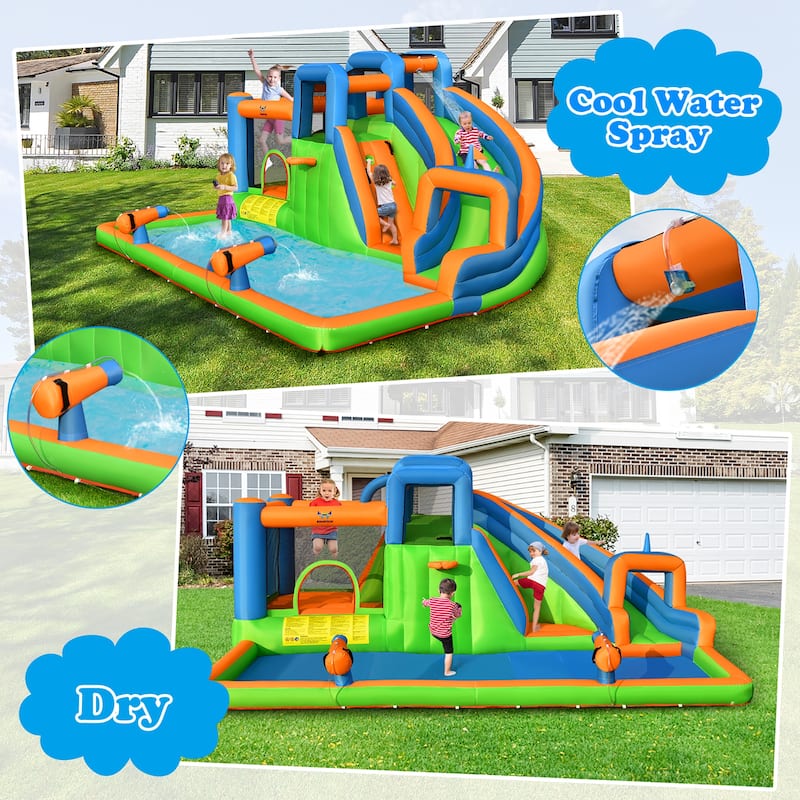 Gymax Inflatable Water Slide Giant Bounce Castle w/ Dual Climbing