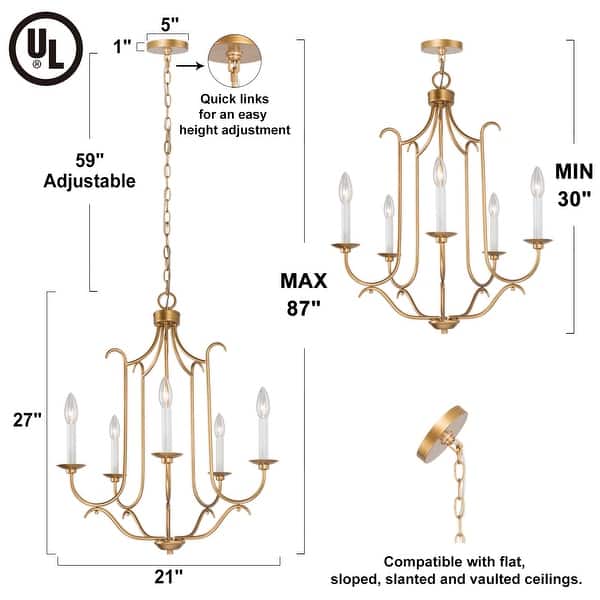 Mid-century Modern Gold French Country Candle Unique Chandelier Vintage Dining Room Pendant Lighting