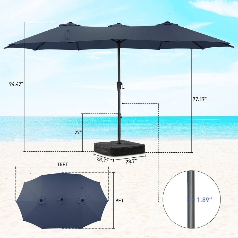 Ainfox 15 ft Patio Umbrella Outdoor Extra Large Umbrella with Base