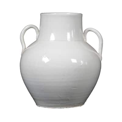 Artissance 7" Creamy White Jar Large Opening With Two Handles - 7" L x 7" W x 7" H
