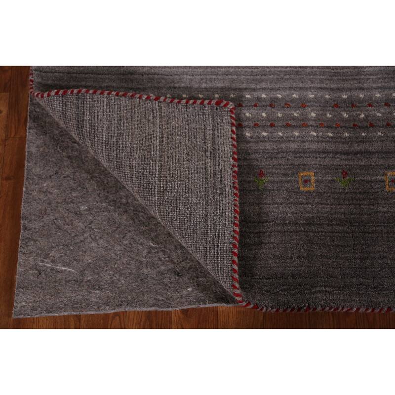 Hand Knotted Oriental 100% Wool Carpet Tribal Tribal Greys & Charcoal Gabbeh Area Rug - 9' 9'' X 8' 0''