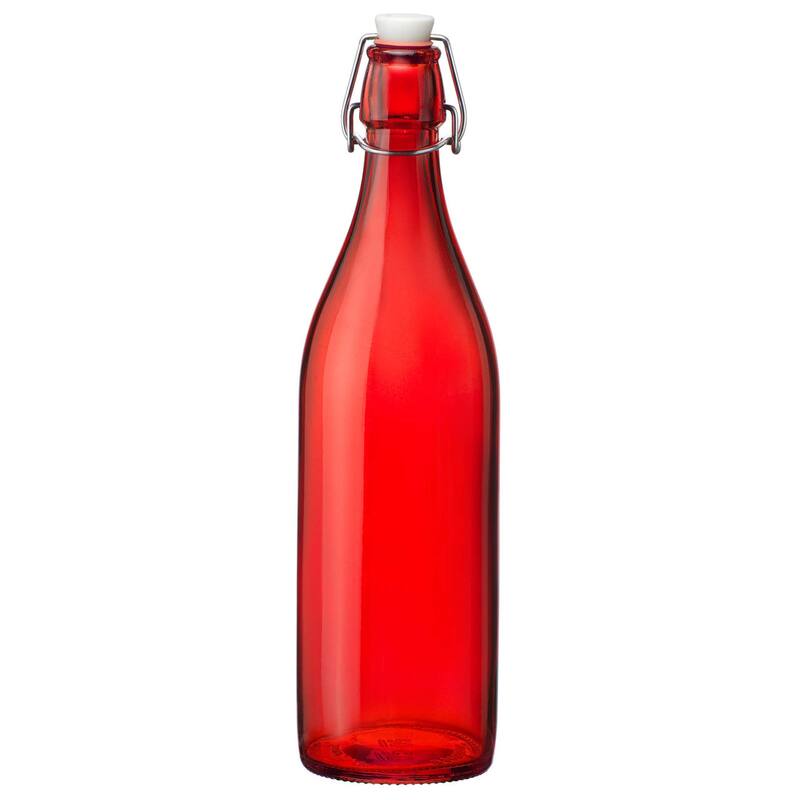 Bormioli Rocco Giara Beverage Bottle with Clamp Lid - Red