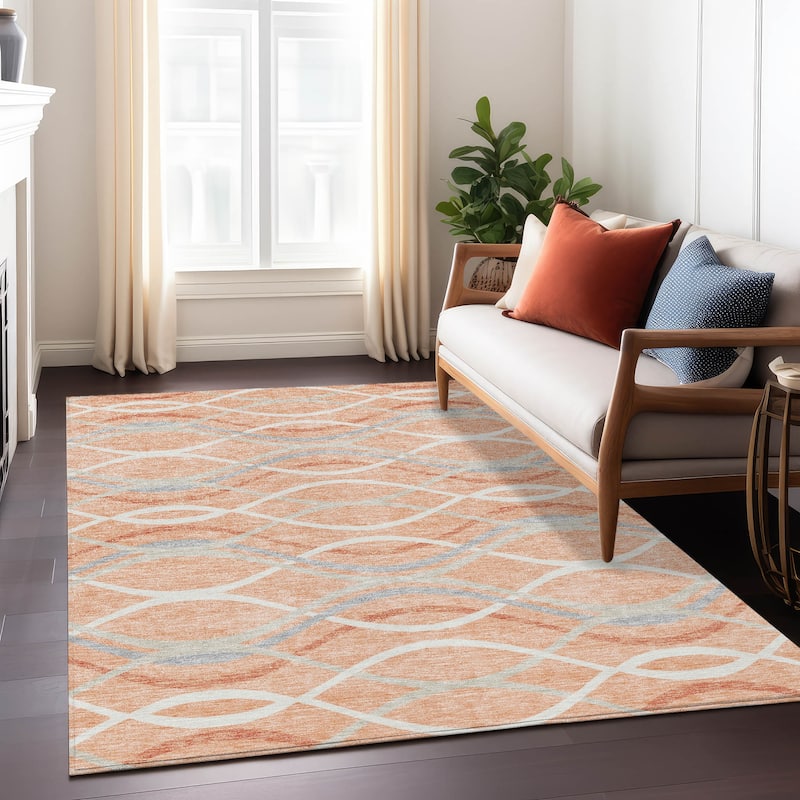 Machine Washable Indoor/ Outdoor Chantille Contemporary Deco Rug