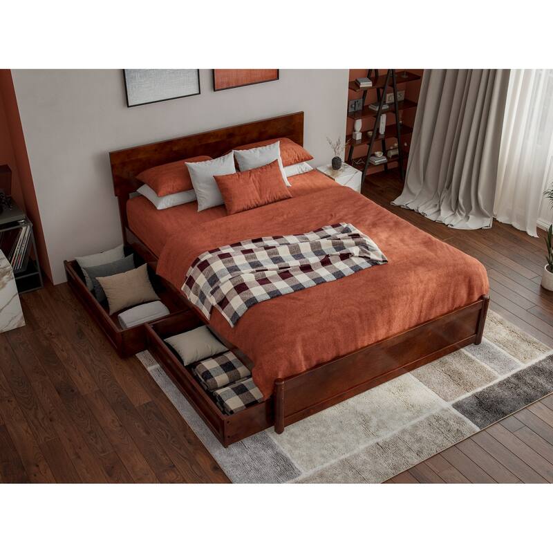 Wesley Platform Bed with Panel Footboard and Storage Drawers