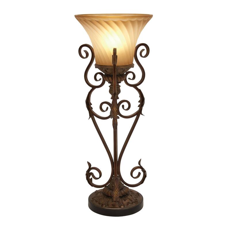 Metal Antique Style Room Uplight with Scrolls - Set of 2 Brown - Roche River Decor - Brown