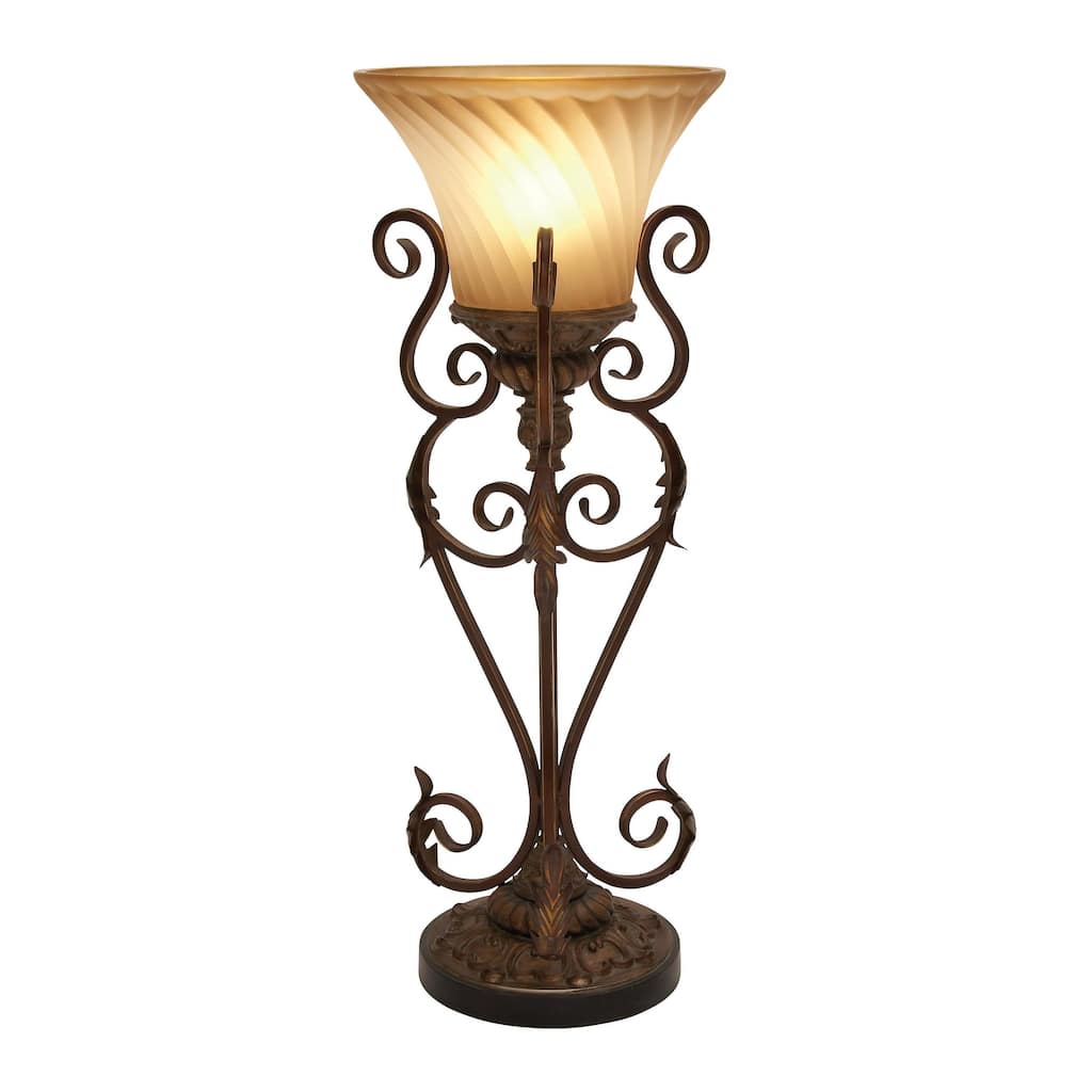 Metal Antique Style Room Uplight with Scrolls - Set of 2 Brown - Roche River Decor