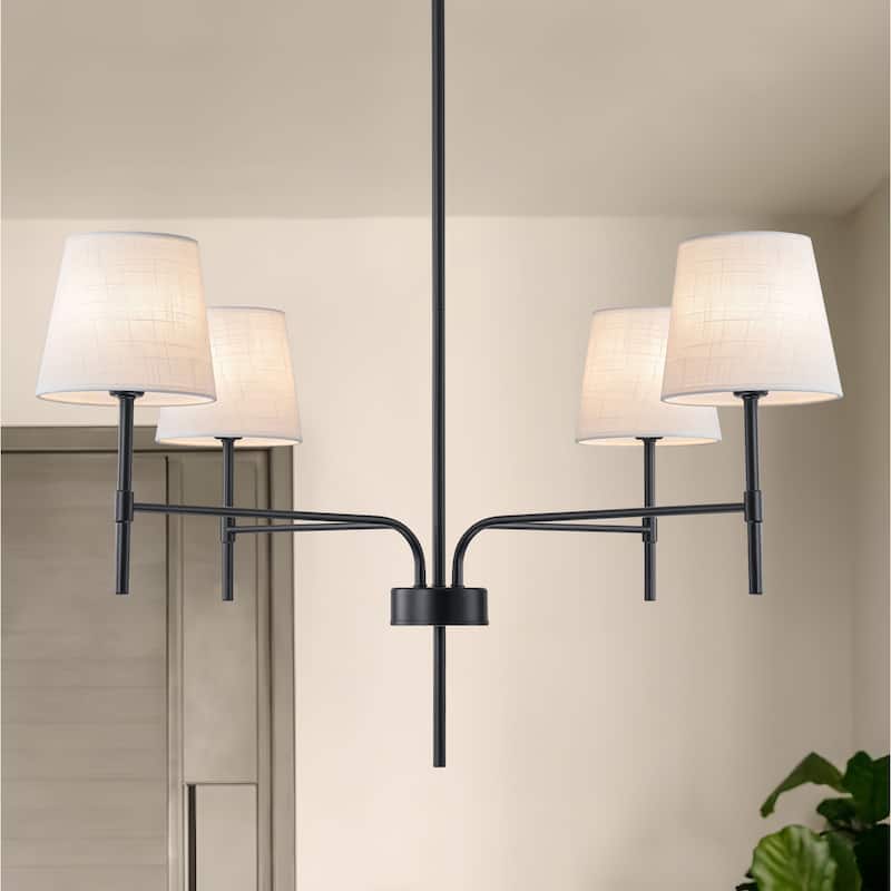 Starsky Transitional & Modern Chandelier with White Fabric Shades