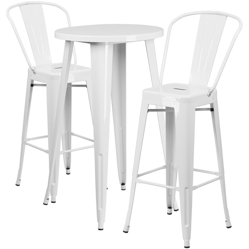 Shop Rochelle Round 24 White Metal Indoor Outdoor Table Set W 2