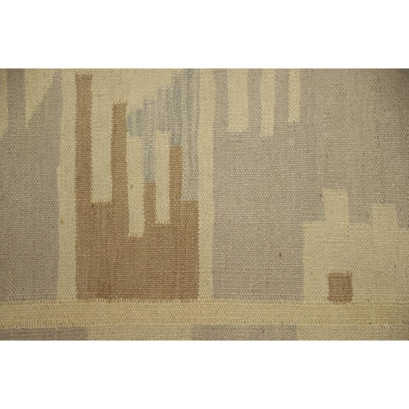 Hand Woven Oriental 100% Wool Carpet Southwestern Tribal Greys & Charcoal Kilim Area Rug - 4' 9'' X 3' 2''