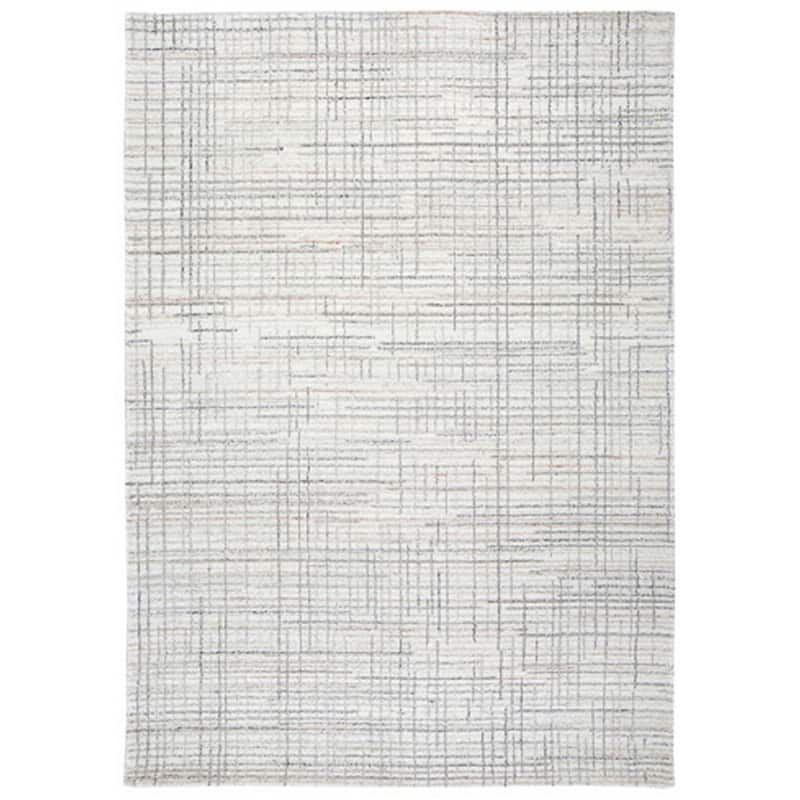 Stena 8 x 10 Inch Large Area Rug, Hand Tufted Abstract Pattern, Ivory Gray - 8 x 10