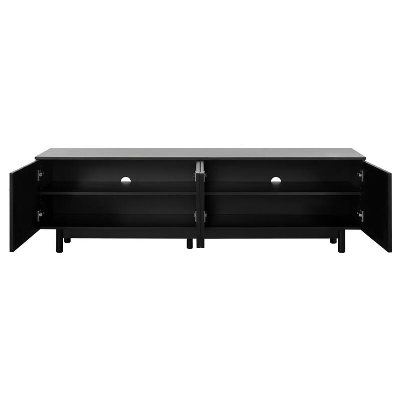 Modern Graceful TV Stand, Media Console, for TVs Up to 78'' with Adjustable Shelf, for Living Rooms, Black