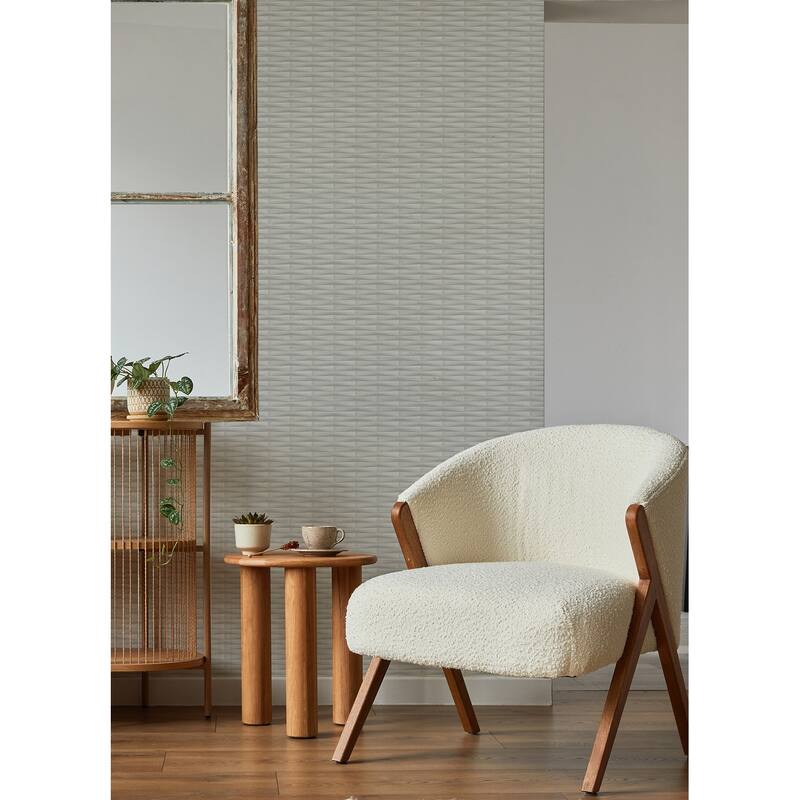 A-Street Prints Gator Light Grey Geometric Stripe Wallpaper