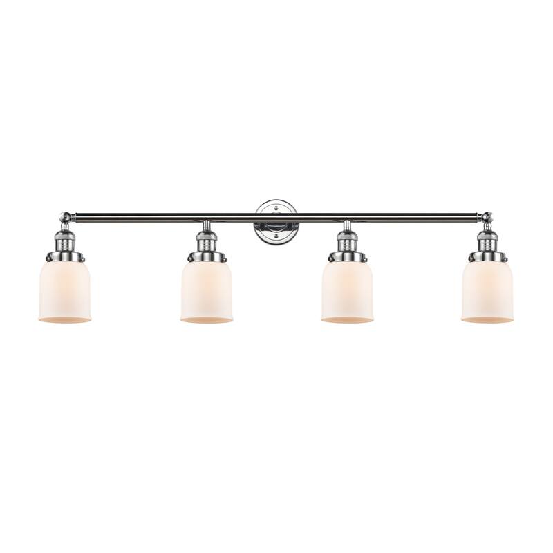Innovations Lighting Small Bell 4 Light 43" Wide Bathroom Vanity Light - Polished Chrome / Matte White