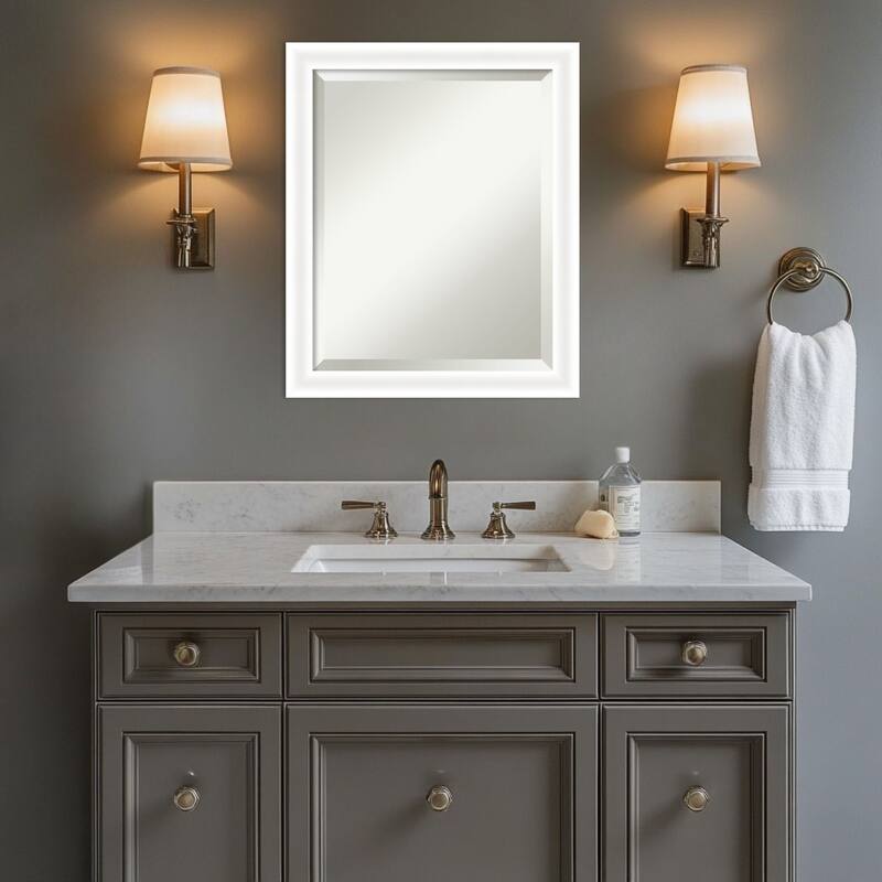 Oliver Narrow Beveled Wood Framed Bathroom Vanity Wall Mirror