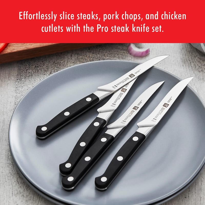ZWILLING Pro 4.5-Inch Steak Knife Set of 4 - Black/Stainless Steel - 4-pc