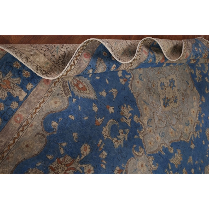 Over-Dyed Distressed Tabriz Persian Vintage Hand-Knotted Wool Carpet - 8'2" x 10'8"