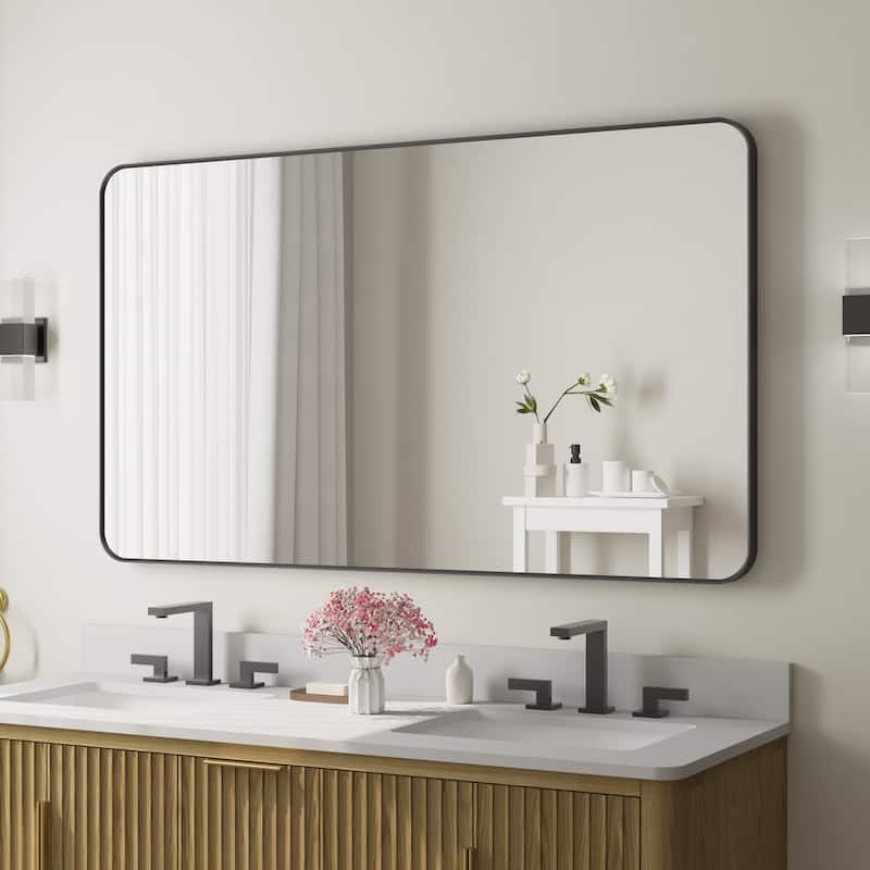 Modern Bathroom Rectangular Wall Mounted Anodized Aluminum Framed Vanity Mirror