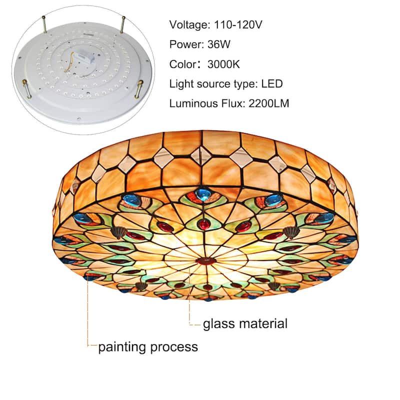 Classic Tiffany-style Flush Mount Ceiling Light with Pearls