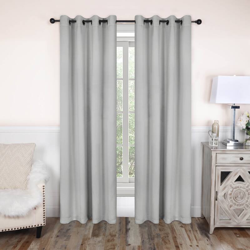 Modern Solid Room Darkening Blackout Curtains, Rod Pocket, Set of 2 - 2PC- 52" X 96" - Marshmellow