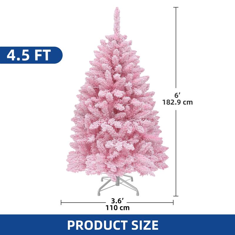 Moasis 4.5ft Prelit Pink Flocked Artificial Christmas Tree - N/A