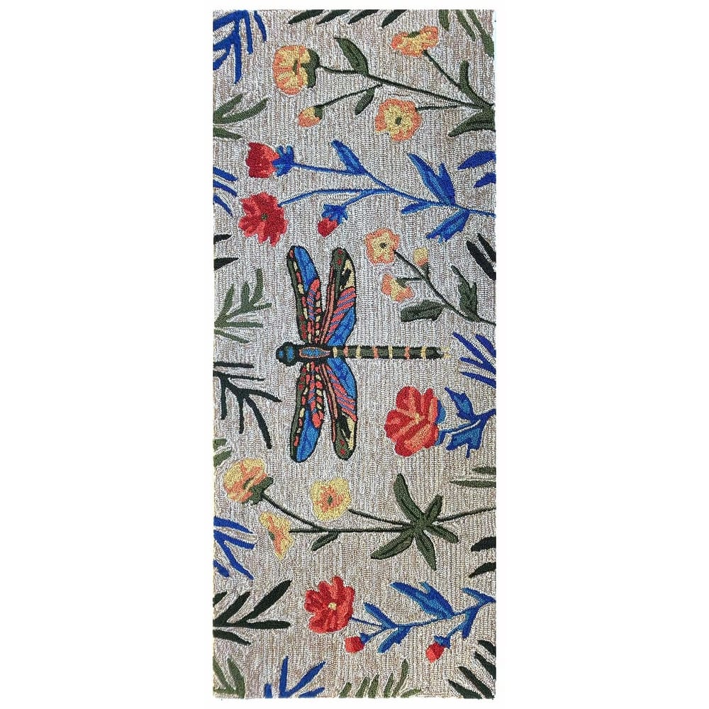 Liora Manne Frontporch Floral Dragonfly Indoor/Outdoor Area Rug