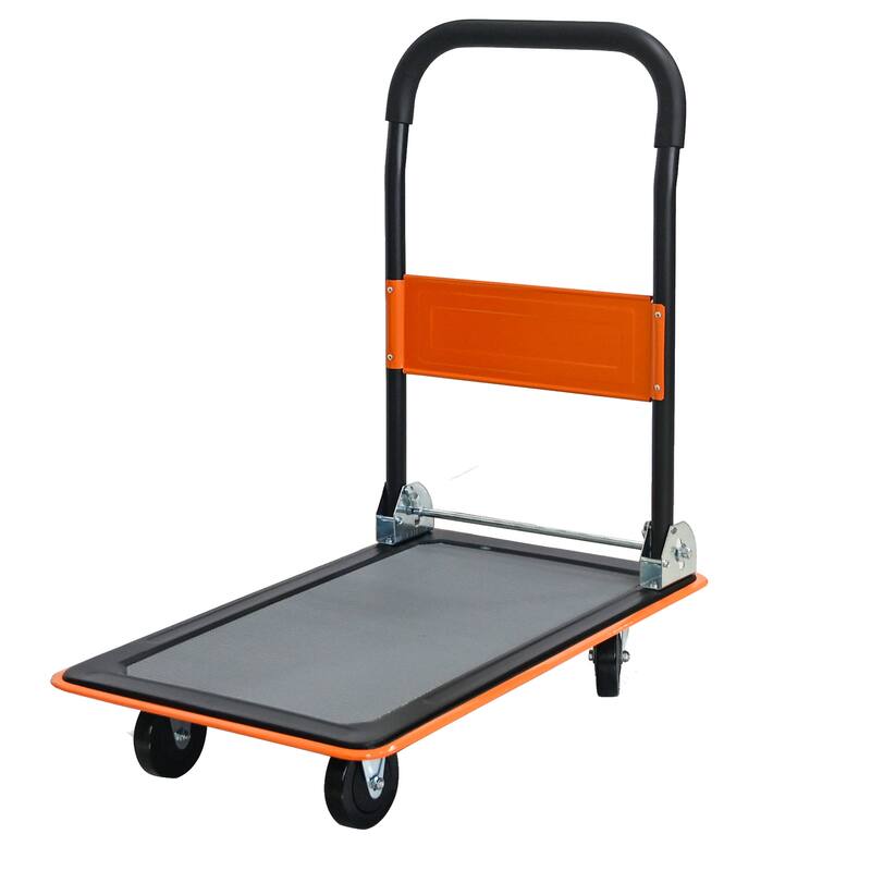 Heavy-Duty Folding Flatbed Cart - Orange