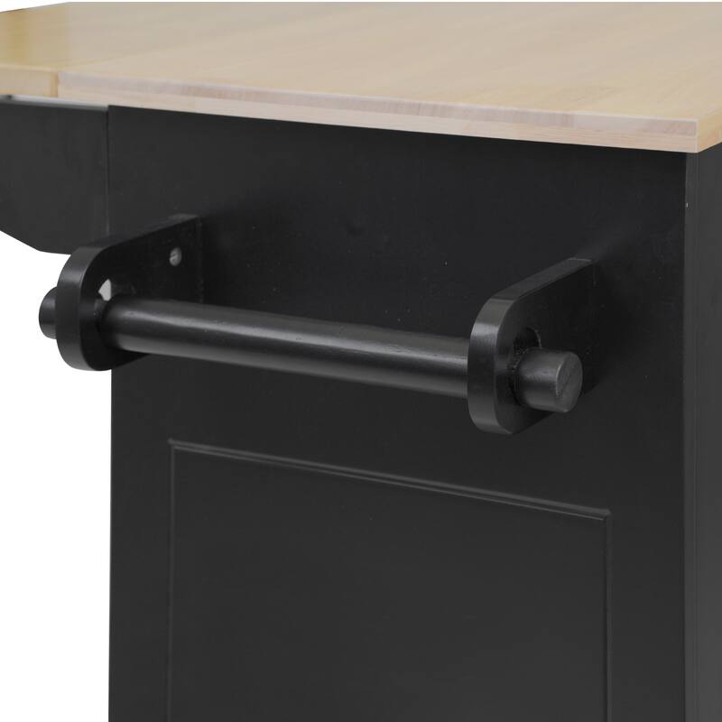 Kitchen Island with Drop Leaf,with Spice Rack, Towel Rack