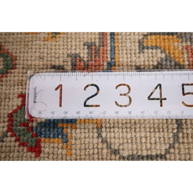 Blue Floral Oushak Oriental Area Rug Hand-Knotted Wool Carpet - 4'1" x 6'4"