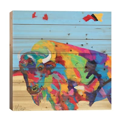 Yellow Prairie Blue Sky Print On Wood by Tracy Miller - Multi-Color