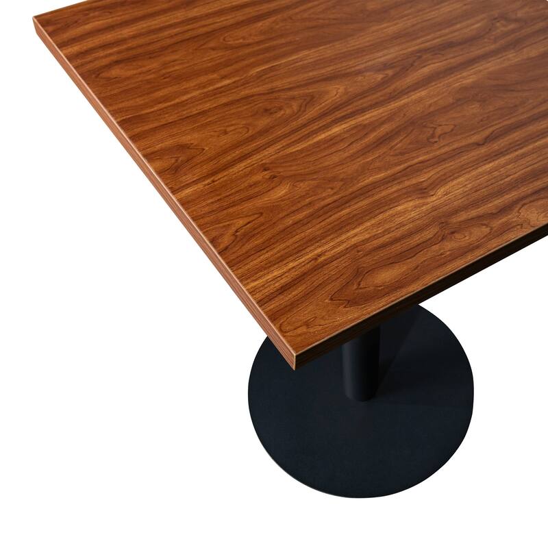 Vail Square Dining Table with 24 in. MDF Tabletop in Black Stainless Steel Round Pedestal Base Accent Kitchen Table