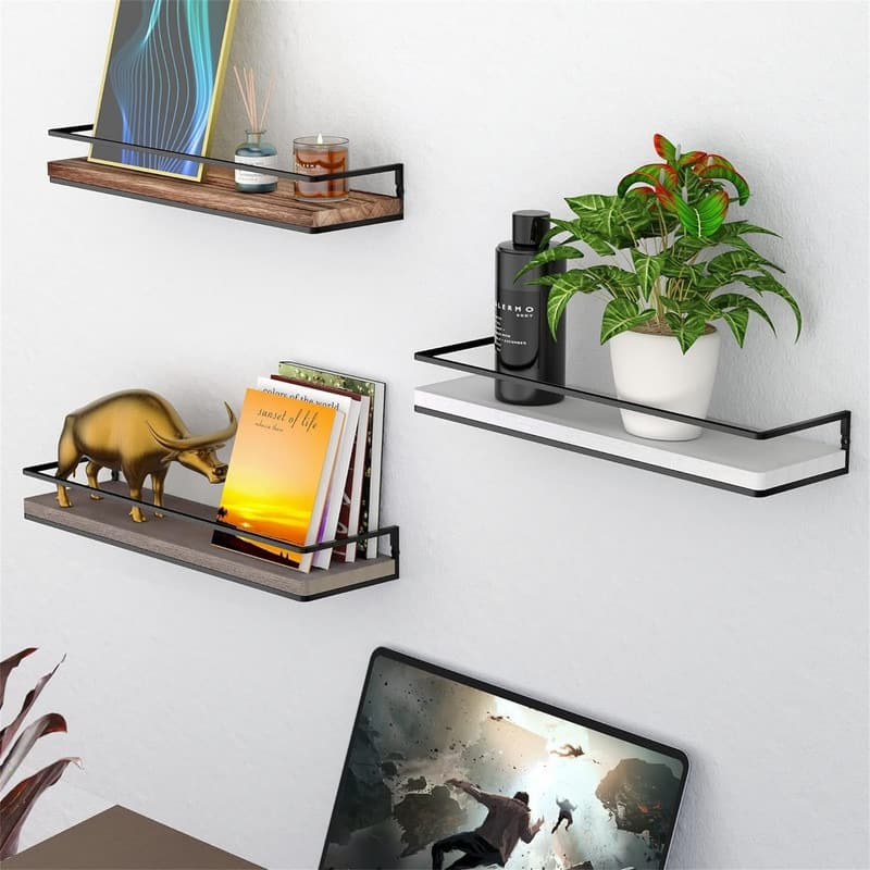 Floating Shelves Wall Mounted Set of 2 - 17"D x 5"W x 3"H