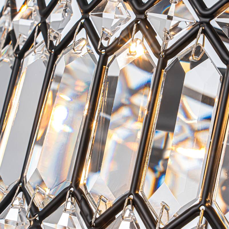 Starsky Luxury Crystal Drum Dimmable Semi Flush Mount Light