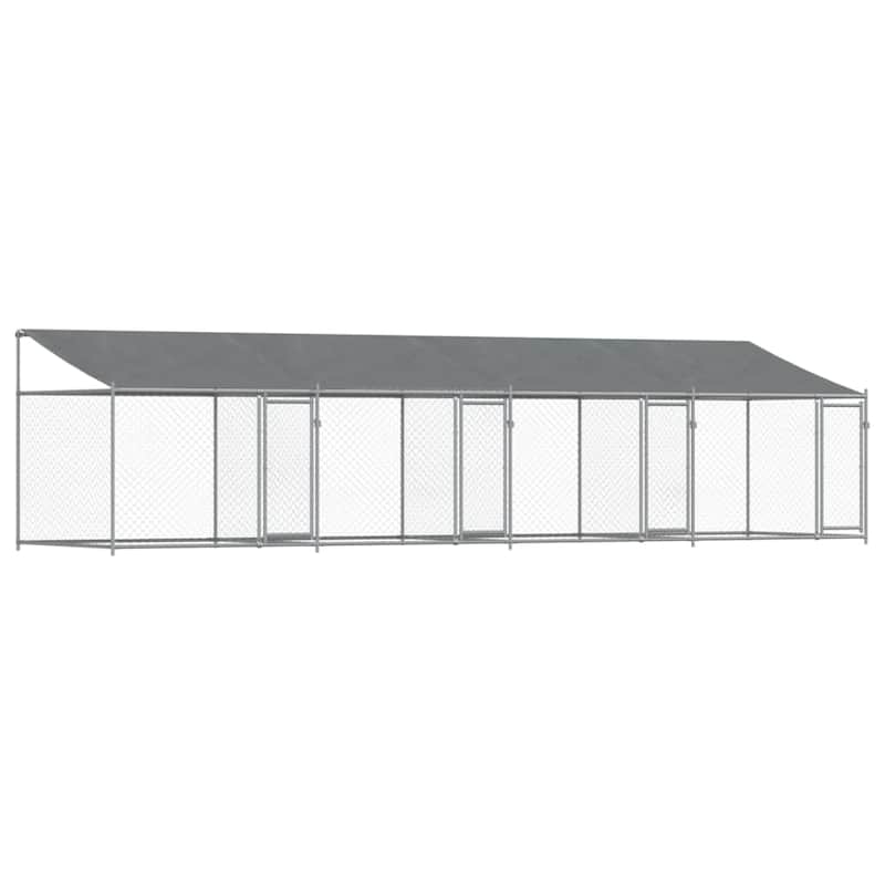 vidaXL Dog Cage Grey Galvanized Steel. Water-resistant Fabric Extra Large