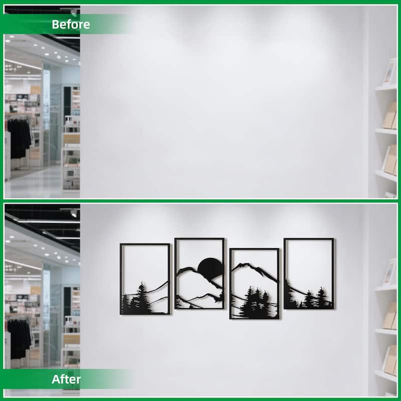 Art3d Black Metal Framed Wall Art Set-17"x12"
