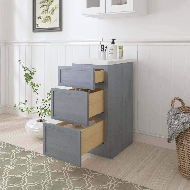 Vanity Art 15" Freestanding Single Base 3 Drawers Storage Cabinet