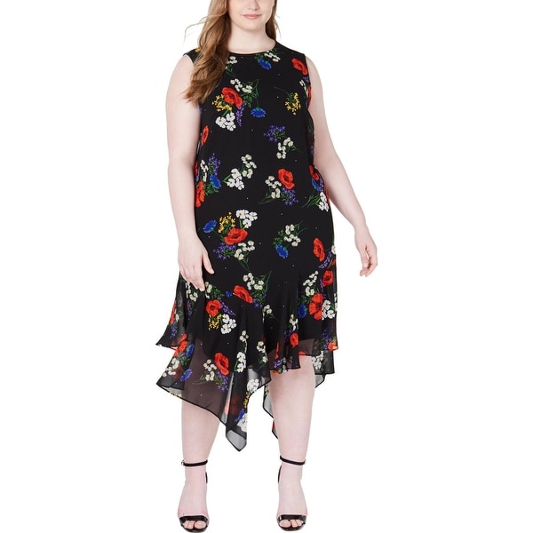 calvin klein black floral dress