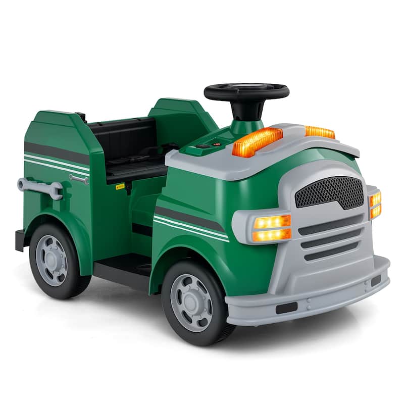 12V Kids Electric Ride On Car with Steering Wheel, Pedal, Music, Safety Belt and Toy Accessories - 19" × 34" × 20.5"