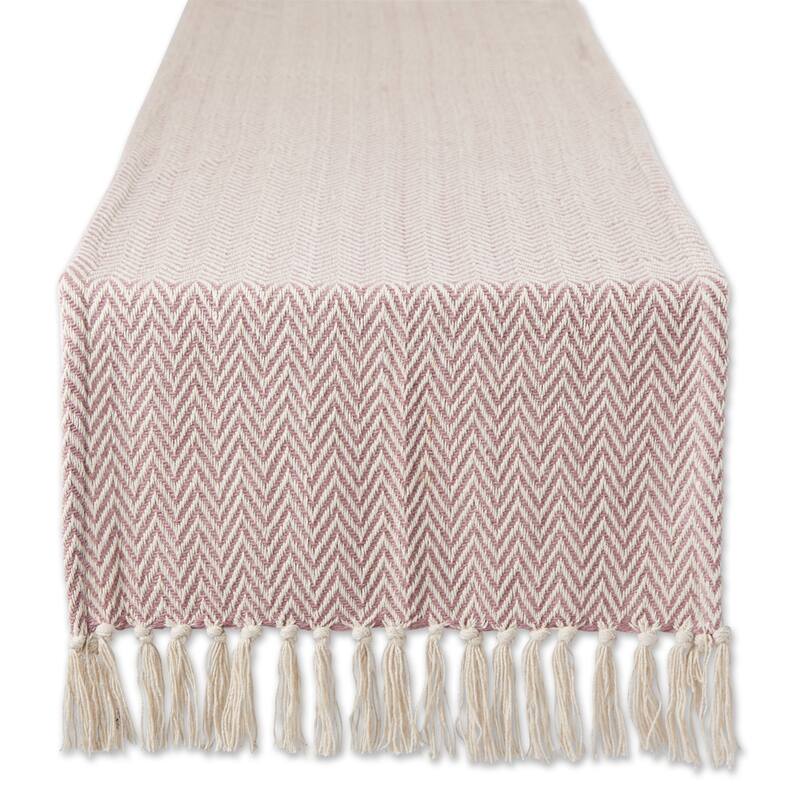 Chevron Handloom Table Runner - 15x72" - Pale Mauve