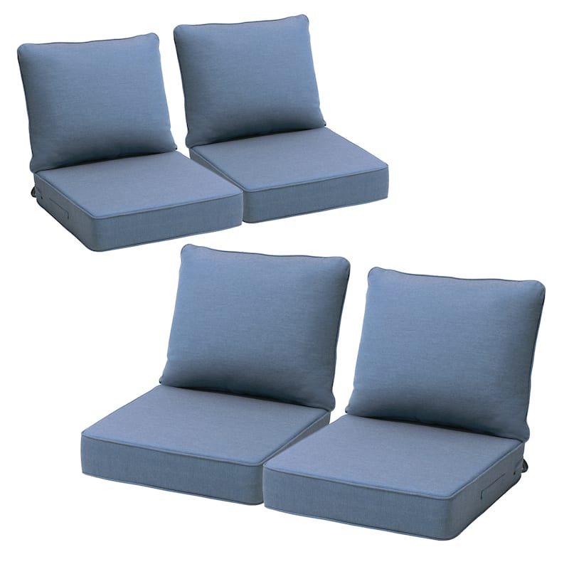 Pellebant 24 x 24 x 5.5 in Outdoor Patio Seat Cushion Set with Sunbrella Fabric - SpectrumDenim-4PC